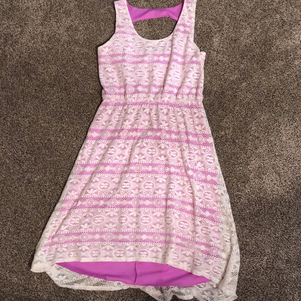 White and Pink Knee length dress